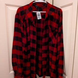 Torrid NWT Red and Black Flannel Shirt